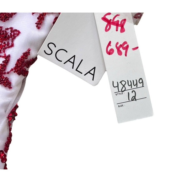 Scala #48449 Dress Womens Sz 12 Beaded Sequin Long Gown Formal Beeta Grover - Picture 4 of 5